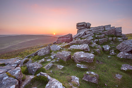 Dusk over Hookney Tor, Dartmoor